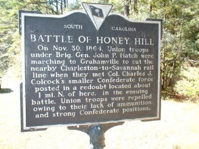 Battle of Honey Hill Marker image, Touch for more information