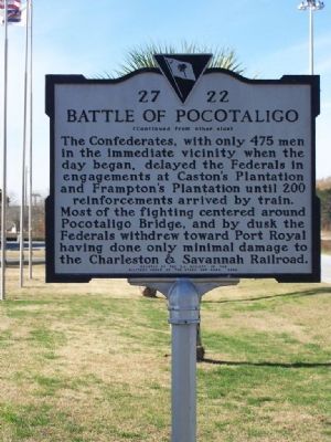 The Battle of Pocotaligo Marker Back Side image, Touch for more information