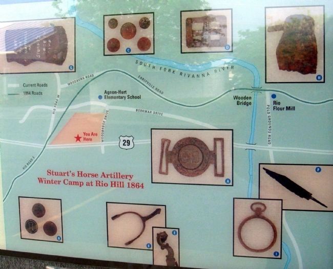 Closeup of Map and Photos of Artifacts on Marker image, Touch for more information