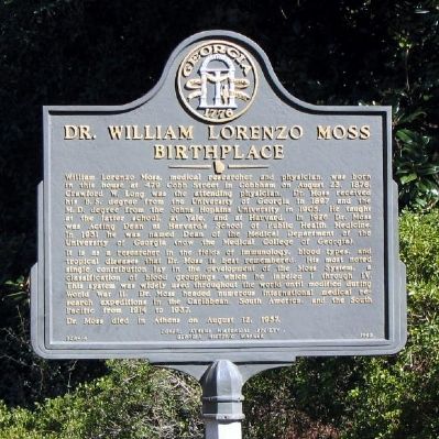 Dr. William Lorenzo Moss Birthplace Marker image. Click for full size.