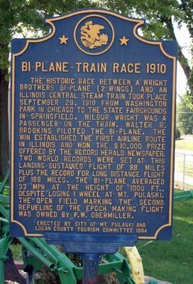 Bi-Plane - - Train Race 1910 Marker image. Click for full size.