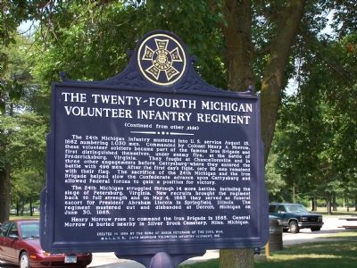 Back of the Iron Brigade Marker (The Twenty-Fourth Michigan Volunteer Infantry Regiment) image, Touch for more information