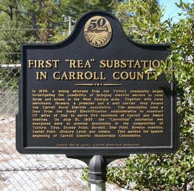 First "REA" Substation in Carroll County Marker image. Click for full size.