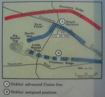 Battle Map showing Sickles' Positions image, Touch for more information