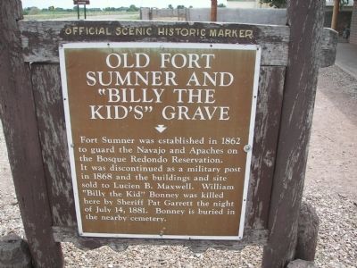 Old Fort Sumner and "Billy the Kid's" Grave Marker image. Click for full size.