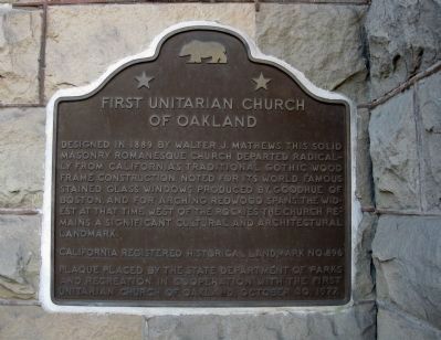 First Unitarian Church of Oakland Marker image. Click for full size.