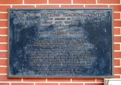 The H.H. Watkins Teaching Center Marker image. Click for full size.