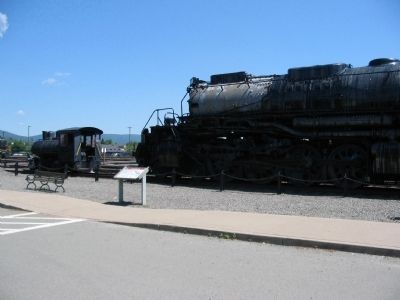 Union Pacific #4012 Marker next to the Locomotive and a Switch Engine image, Touch for more information