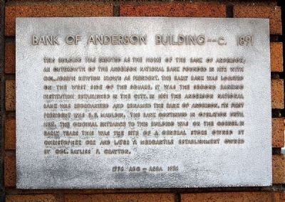 Bank of Anderson Building - ca. 1891 Marker image. Click for full size.
