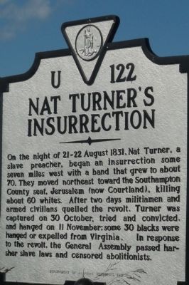 Nat Turner's Insurrection Marker image. Click for full size.