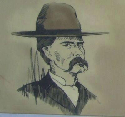Sketch of Wyatt Earp Shown on Marker image. Click for full size.
