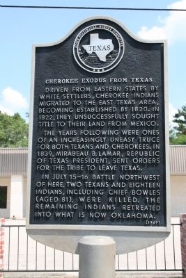 Cherokee Exodus From Texas Marker image, Touch for more information