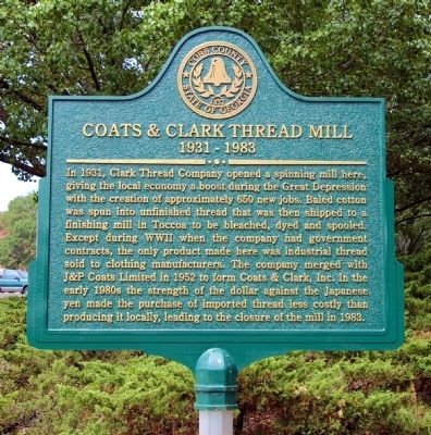 Coats & Clark Thread Mill Historical Marker