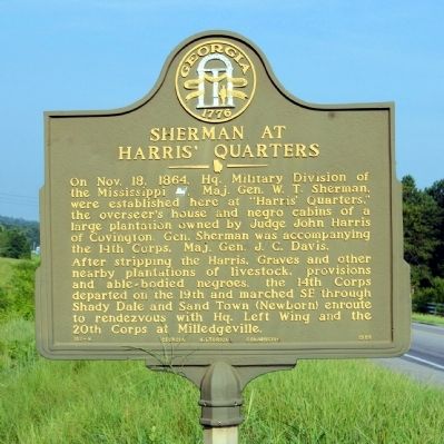 Sherman at Harris Quarters Marker image. Click for full size.