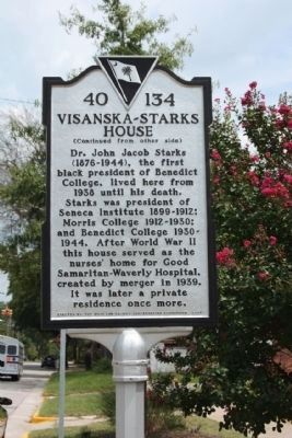 Visanska-Starks House Marker, reverse text image, Touch for more information