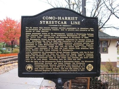 Como–Harriet Streetcar Line Marker image. Click for full size.