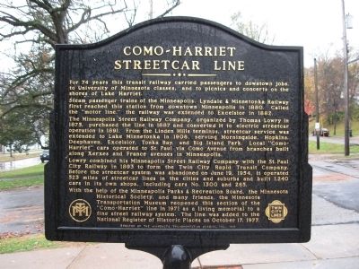 Como–Harriet Streetcar Line Marker image. Click for full size.