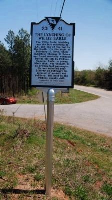 The Lynching Of Willie Earle Marker -<br>Front image, Touch for more information