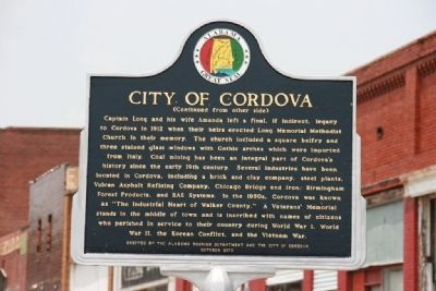City Of Cordova Marker reverse image. Click for full size.