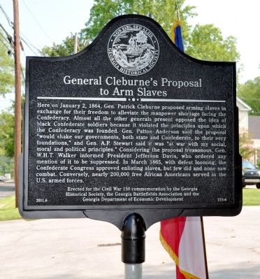 General Cleburnes Proposal to Arm Slaves Marker image. Click for full size.