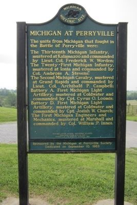 Michigan at Perryville Marker (side 2) image, Touch for more information