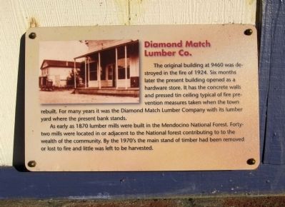 Diamond Match Lumber Co. Marker image. Click for full size.
