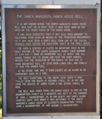 Santa Margarita Ranch House Bell image. Click for full size.