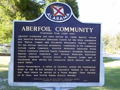 Aberfoil Community Marker, back image, Touch for more information