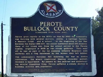 Perote Bullock County Marker, back image, Touch for more information