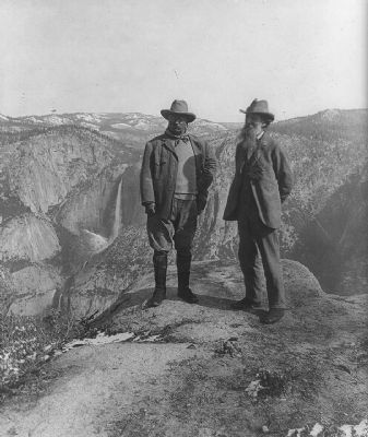 <i>Theodore Roosevelt and John Muir on Glacier Point, Yosemite Valley, California, in 1903</i> image. Click for full size.