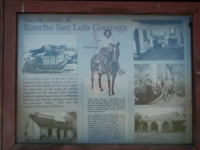 The Old Adobe of Rancho San Luis Gonzaga Marker image. Click for full size.