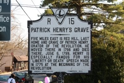 Patrick Henrys Grave Marker image. Click for full size.