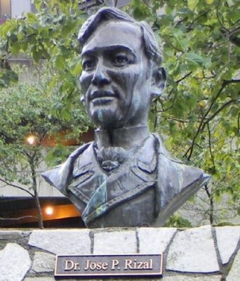 Bust of Dr. Jos P. Rizal, the martyred father of Philippine independence, in Juneau's Manila Square image, Touch for more information