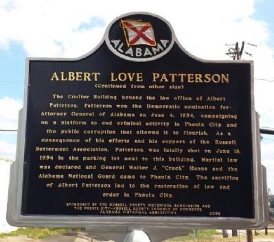 Albert Love Patterson Marker (side 2) image. Click for full size.