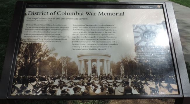 District of Columbia War Memorial Marker image. Click for full size.