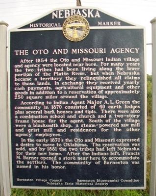 The Oto and Missouri Agency Marker image. Click for full size.