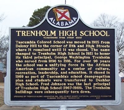 Trenholm High School Marker, side 2 image. Click for full size.