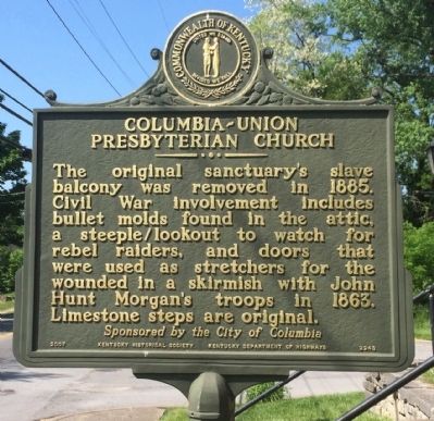 Columbia-Union Presbyterian Church Marker (Side 2) image, Touch for more information