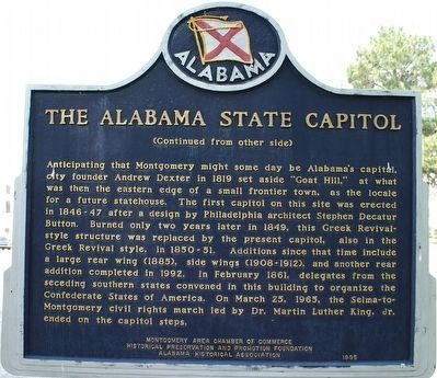 Alabama's First Capitals / The Alabama State Capitol Marker image, Touch for more information