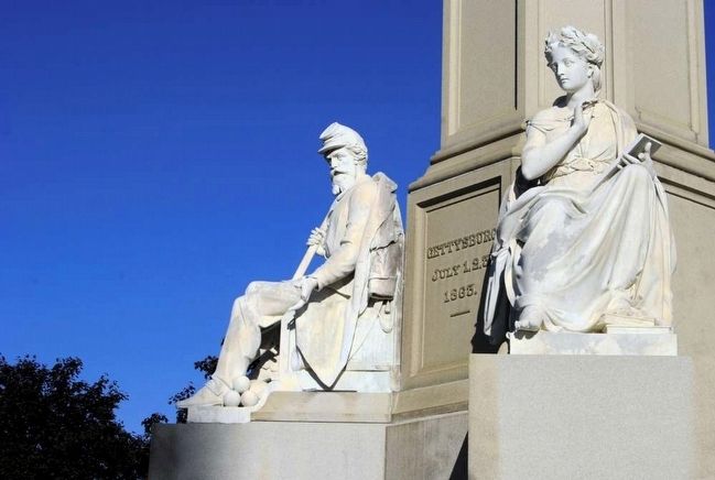 Soldiers National Monument<br>Statues of War (left) and History (right) image. Click for full size.
