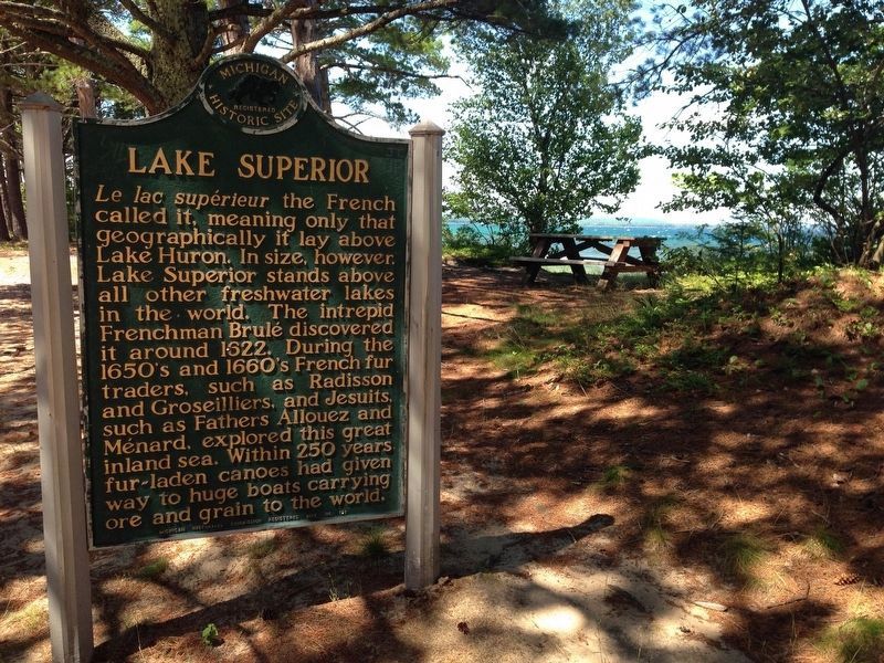 Lake Superior Marker with Lake Superior in background image, Touch for more information