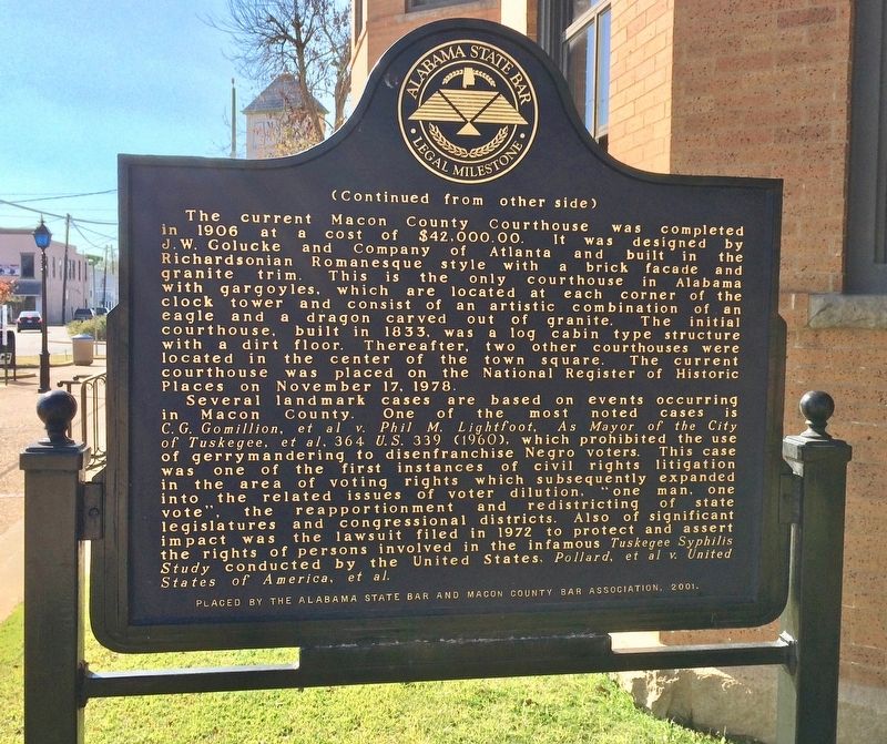 Macon County Legal Milestone Marker (Reverse) image, Touch for more information