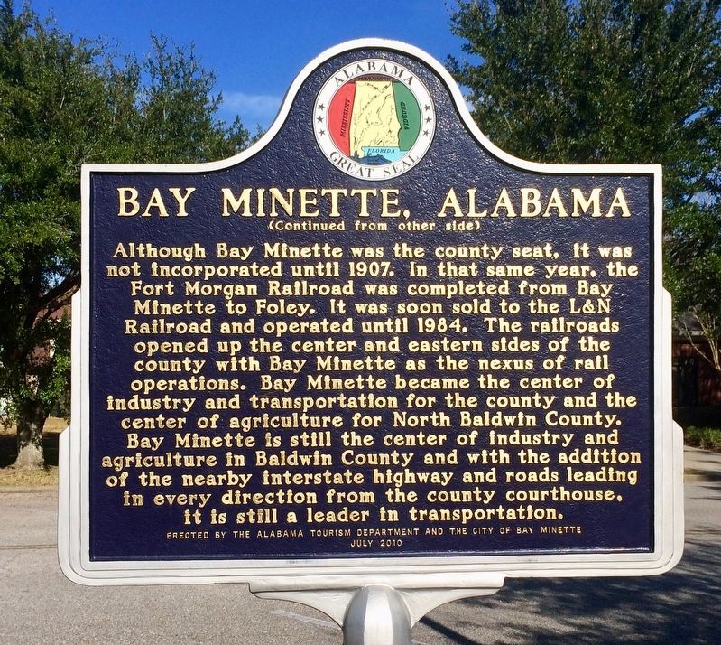 Bay Minette, Alabama Marker (side 2) image, Touch for more information