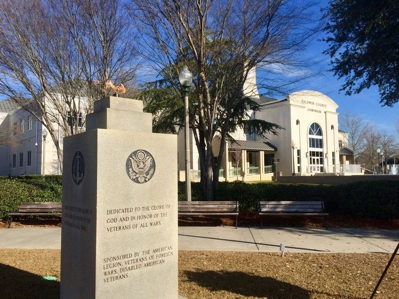 Memorial located on lawn of Baldwin County Courthouse. image, Touch for more information