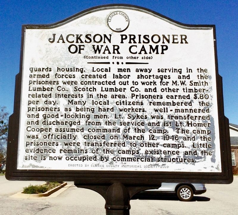 Jackson Prisoner of War Camp Marker (Side 2) image, Touch for more information