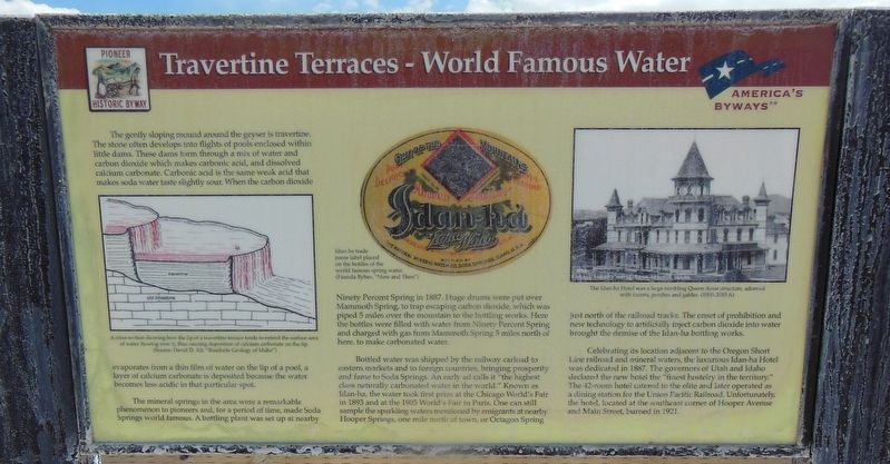 Travertine Terraces - World Famous Water Marker. Click for full size. Travertine Terraces - World Famous Water Marker image. Click for full size.