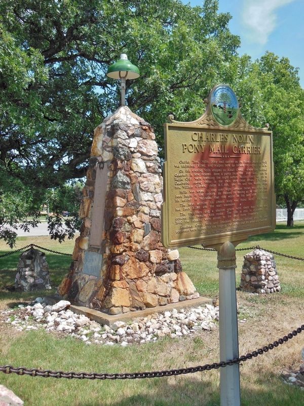 Charles Nolin, Pony Mail Carrier Marker (<i>Nolin Monument Obelisk in background</i>) image, Touch for more information