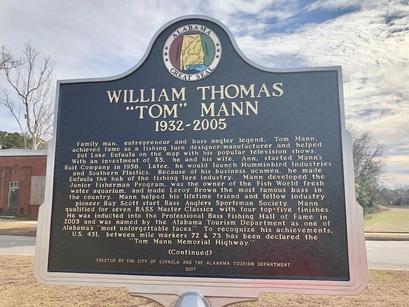 William Thomas Tom Mann / Eufaula, Alabama Historical Marker