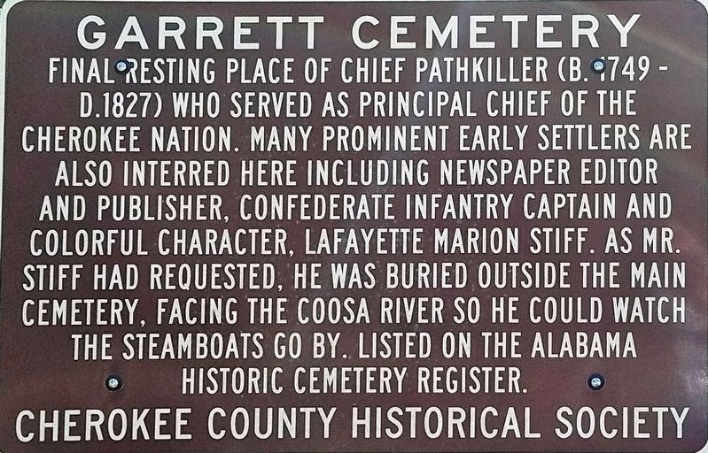 Garrett Cemetery Marker image. Click for full size.