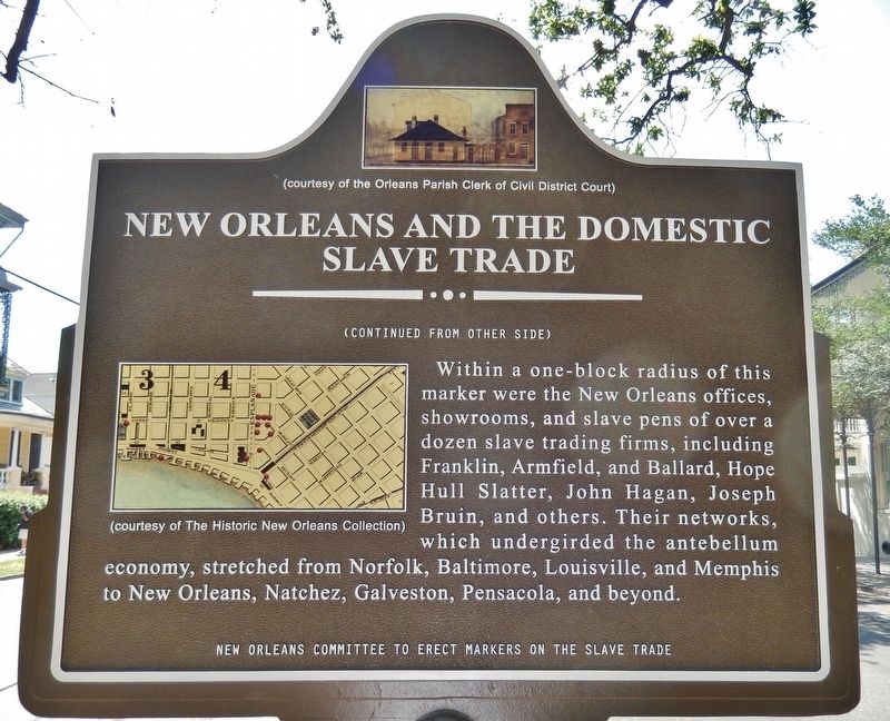 New Orleans and the Domestic Slave Trade Marker (<i>back side</i>) image, Touch for more information